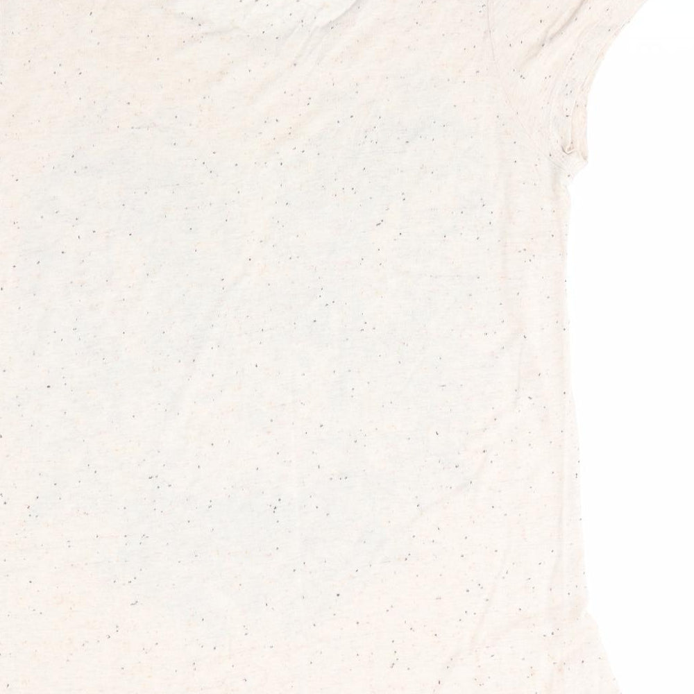 New Look Womens Beige Animal Print  Basic T-Shirt Size 10 Round Neck - Owl Subtle Glitter effect