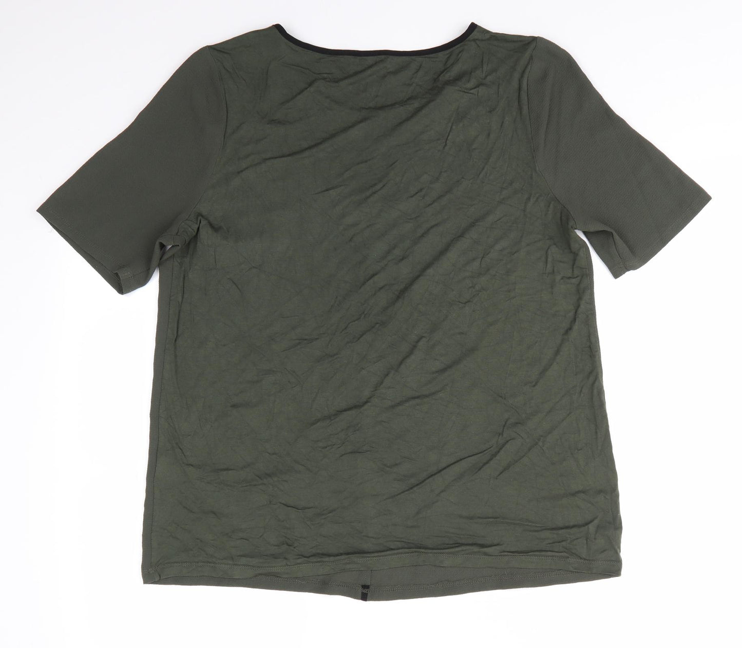 Papaya Womens Green  Polyester Basic T-Shirt Size 14 Round Neck - Front & Back textures differ
