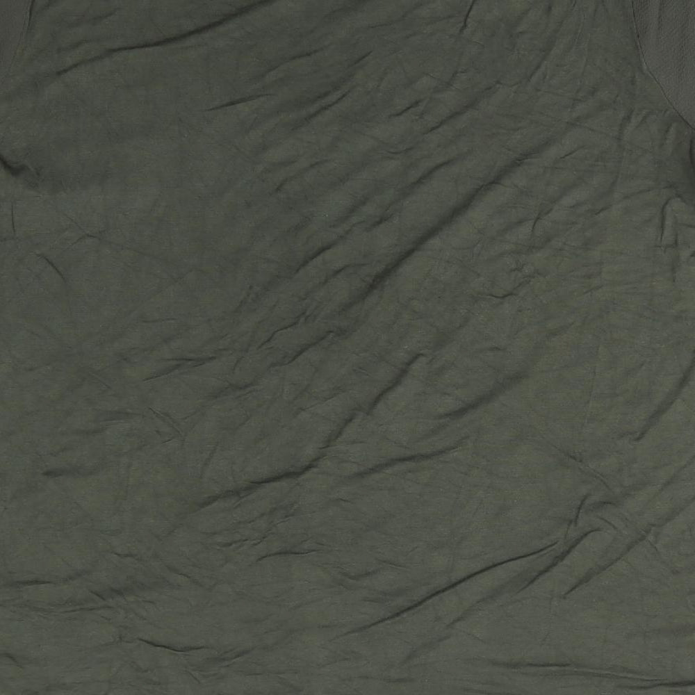 Papaya Womens Green  Polyester Basic T-Shirt Size 14 Round Neck - Front & Back textures differ