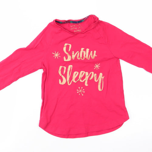 Matalan Girls Red Solid Cotton  Pyjama Top Size 7 Years   - Snow Sleepy Gold