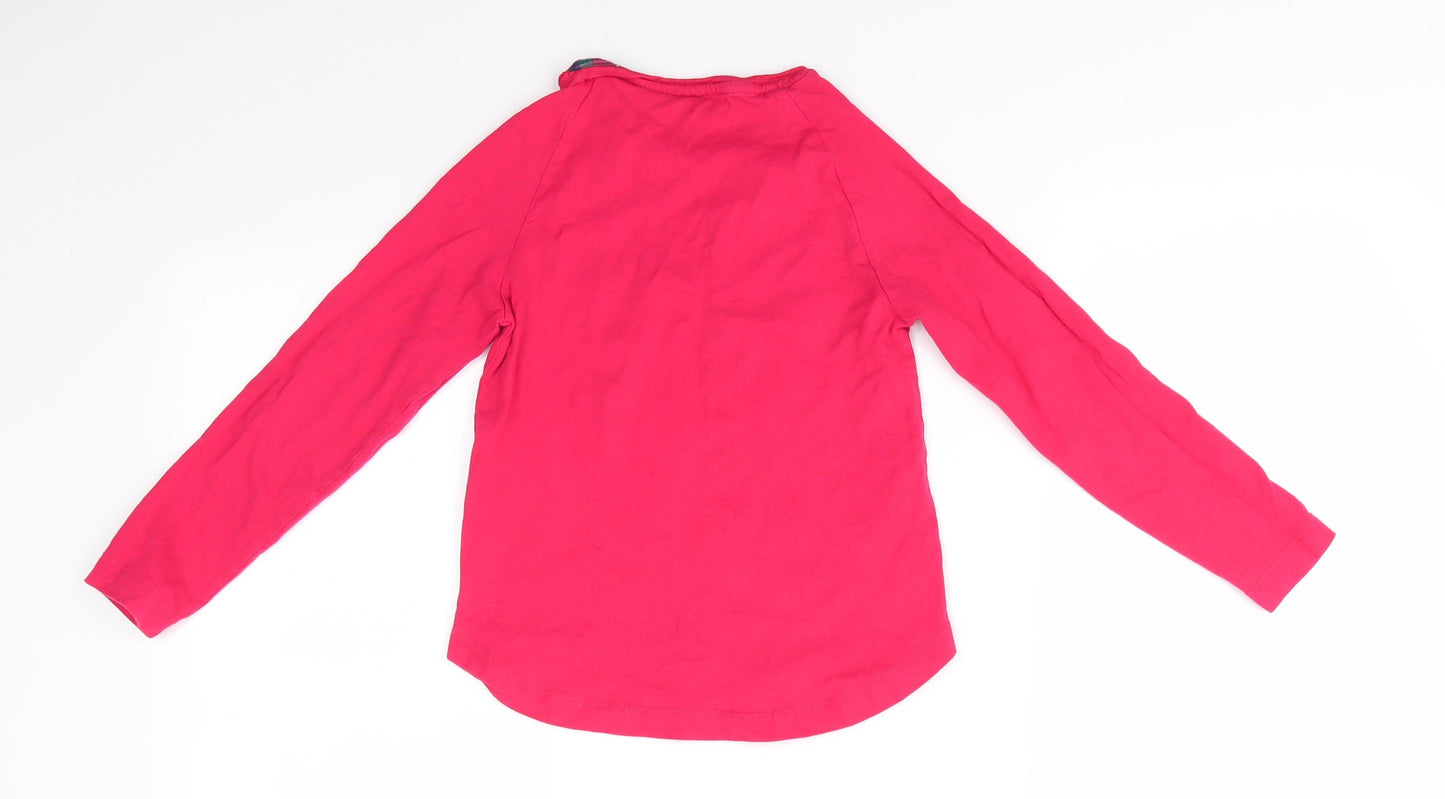 Matalan Girls Red Solid Cotton  Pyjama Top Size 7 Years   - Snow Sleepy Gold