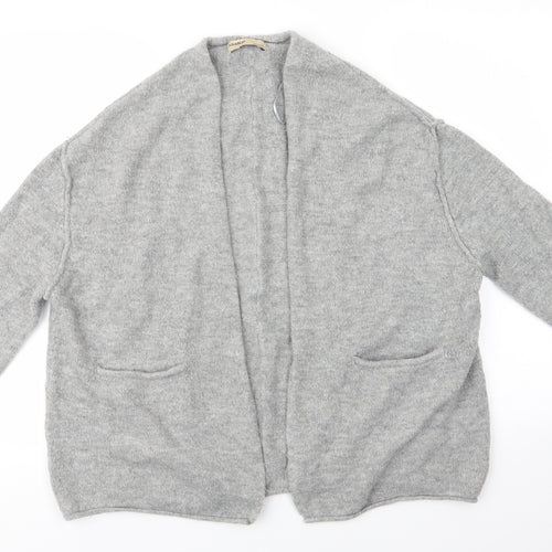 Pull & Bear Womens Grey V-Neck  Acrylic Cardigan Jumper Size S   - Raised seams