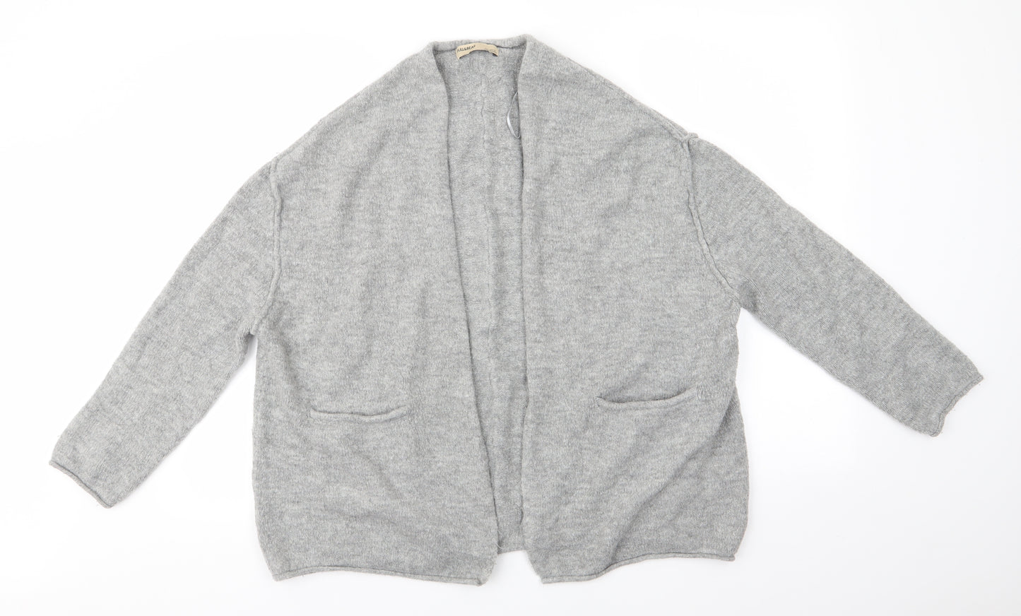 Pull & Bear Womens Grey V-Neck  Acrylic Cardigan Jumper Size S   - Raised seams