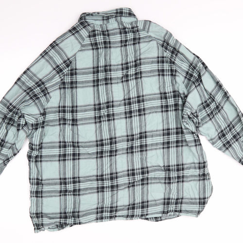 ASOS De Womens Green Check Cotton Basic Button-Up Size 14 Collared - Green Black Check