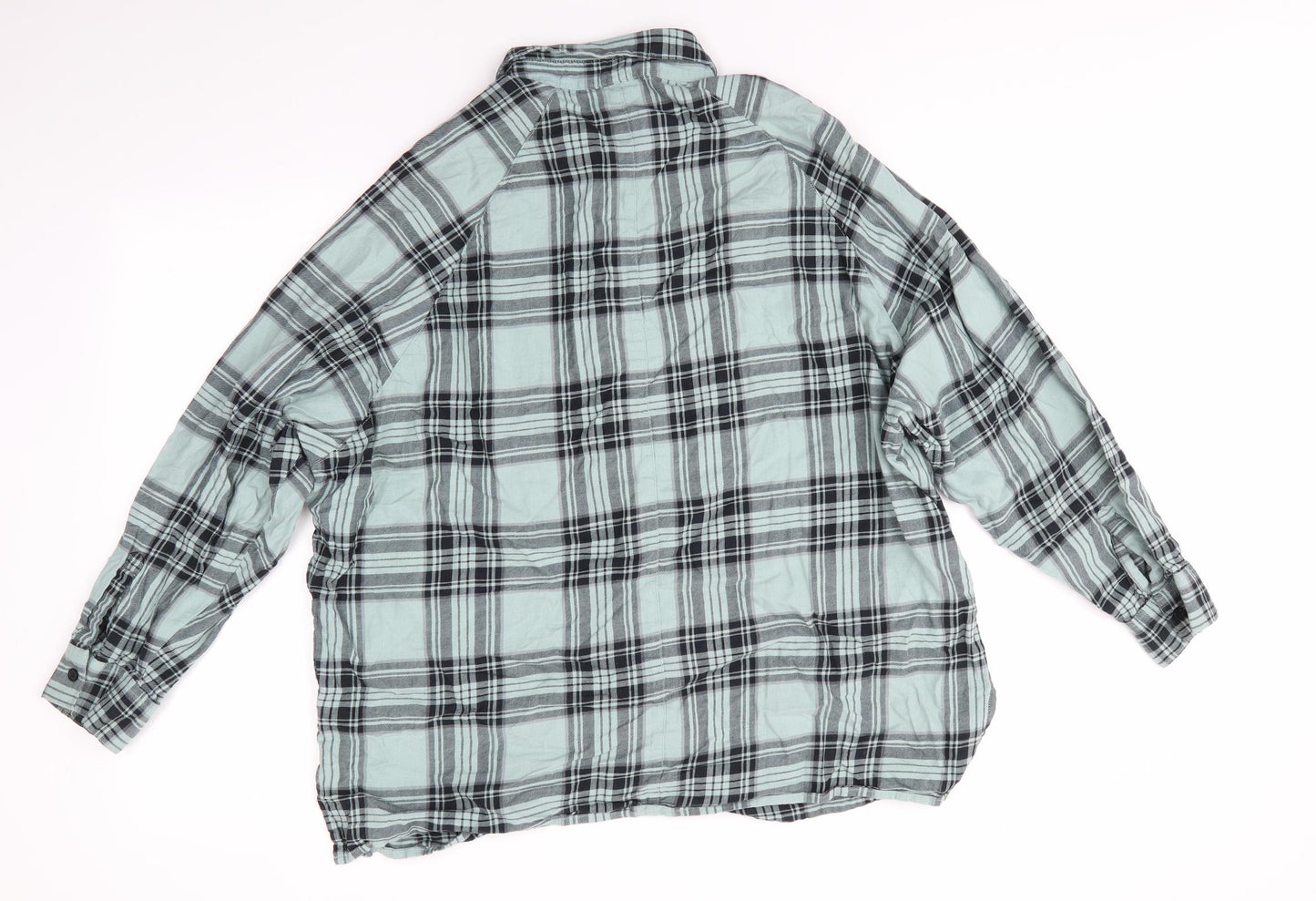 ASOS De Womens Green Check Cotton Basic Button-Up Size 14 Collared - Green Black Check
