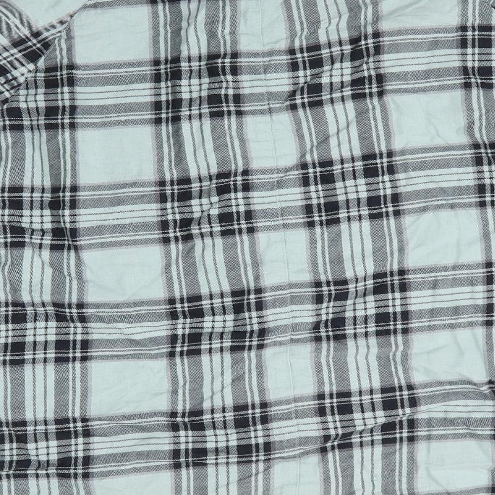 ASOS De Womens Green Check Cotton Basic Button-Up Size 14 Collared - Green Black Check