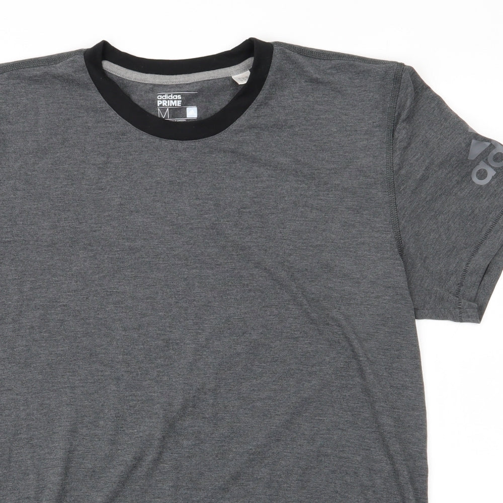 adidas Mens Grey  Polyester  T-Shirt Size M Round Neck  - Adidas Climate