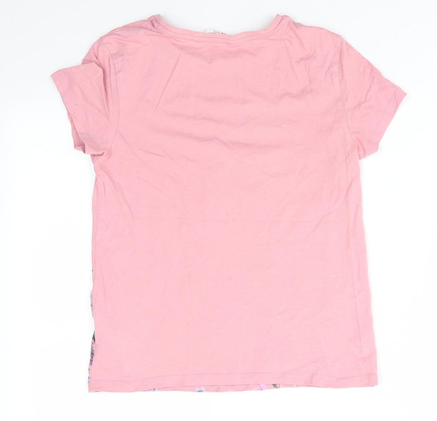 H&M Girls Pink Floral Cotton Basic T-Shirt Size 8-9 Years Round Neck  - Flowers & Butterflies