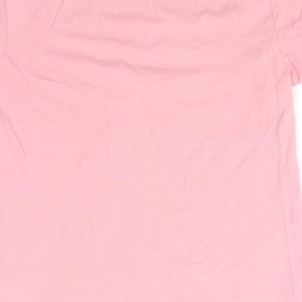 H&M Girls Pink Floral Cotton Basic T-Shirt Size 8-9 Years Round Neck  - Flowers & Butterflies
