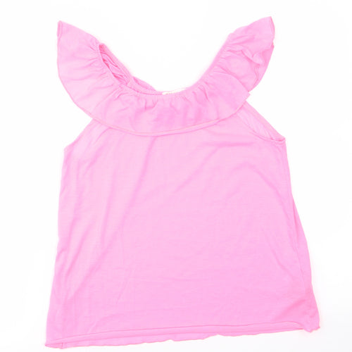 H&M Girls Pink  Polyester Basic Tank Size 9-10 Years Off the Shoulder  - Florescent Pink