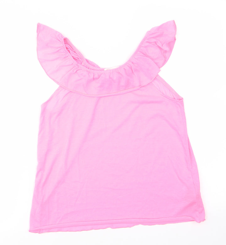 H&M Girls Pink Polyester Basic Tank Size 9-10 Years Off the Shoulder - Florescent Pink