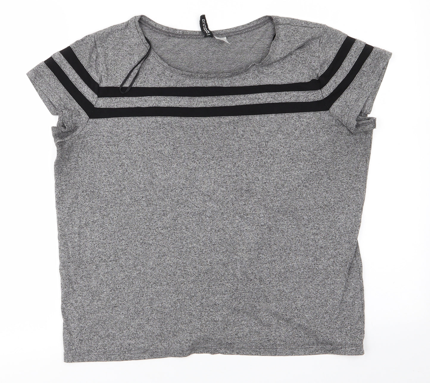 Divided Womens Grey  Viscose Basic T-Shirt Size M Round Neck - Grey Black mix 2 Black Stripes on chest and arms