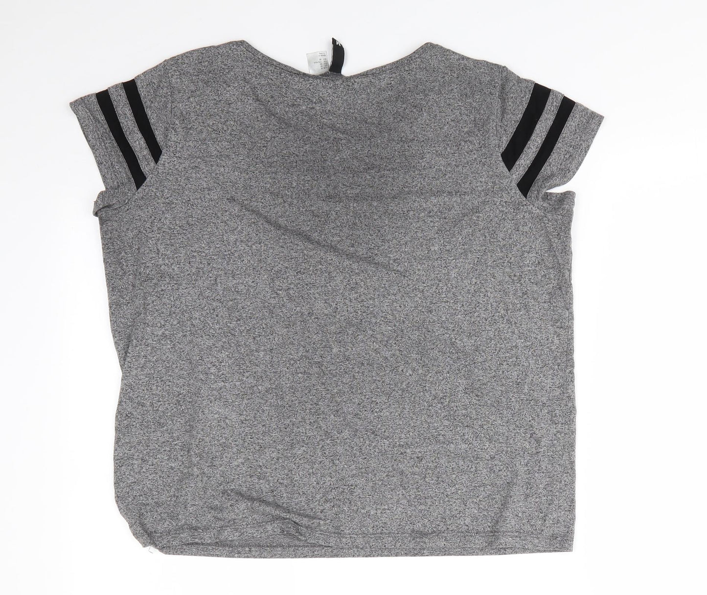 Divided Womens Grey  Viscose Basic T-Shirt Size M Round Neck - Grey Black mix 2 Black Stripes on chest and arms