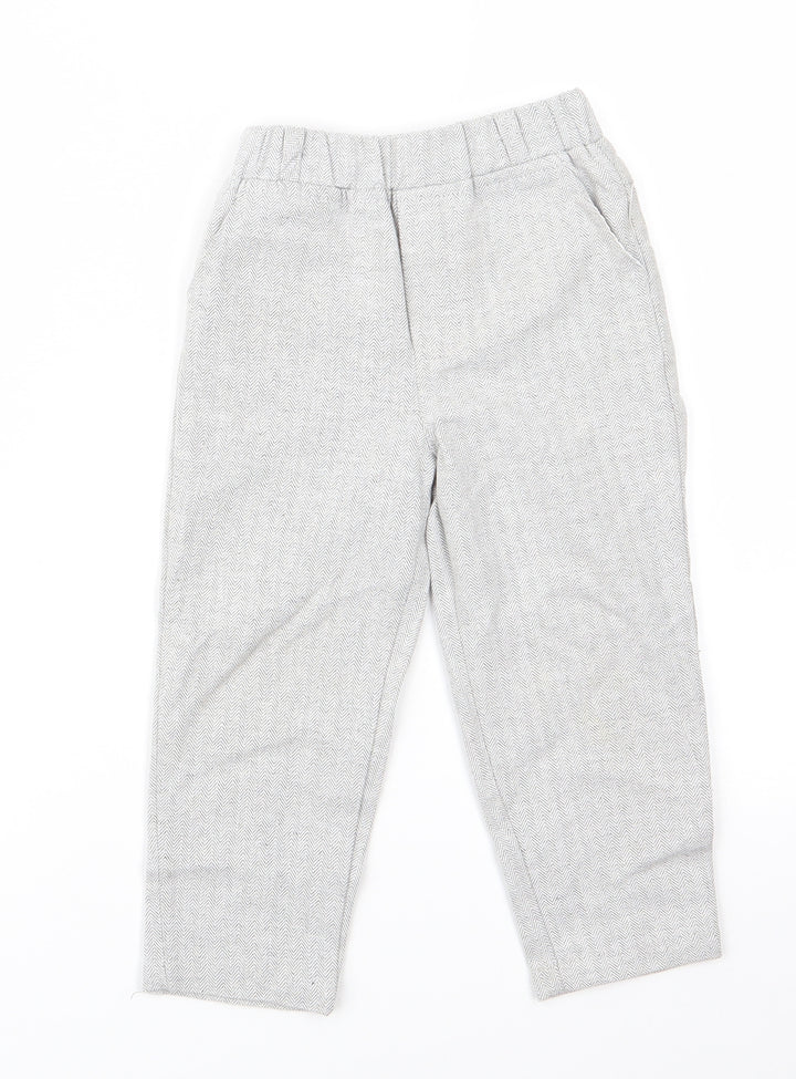 Preworn Boys Grey Herringbone  Dress Pants Trousers Size 3 Years  Regular  - Grey Green