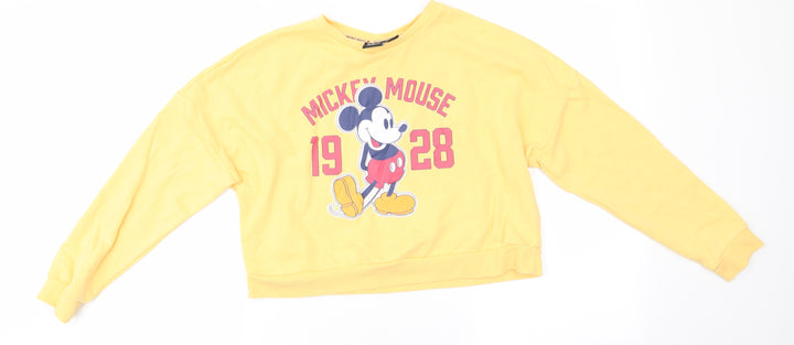 Disney at Primark Girls Yellow Animal Print Cotton Pullover Sweatshirt Size 10-11 Years   - Mickey Mouse 1928