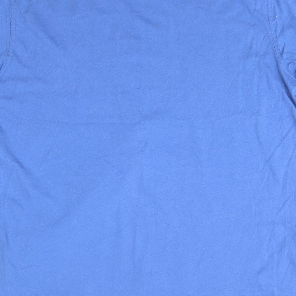 Lincoln Mens Blue  Cotton  T-Shirt Size L Round Neck  - Mid Blue