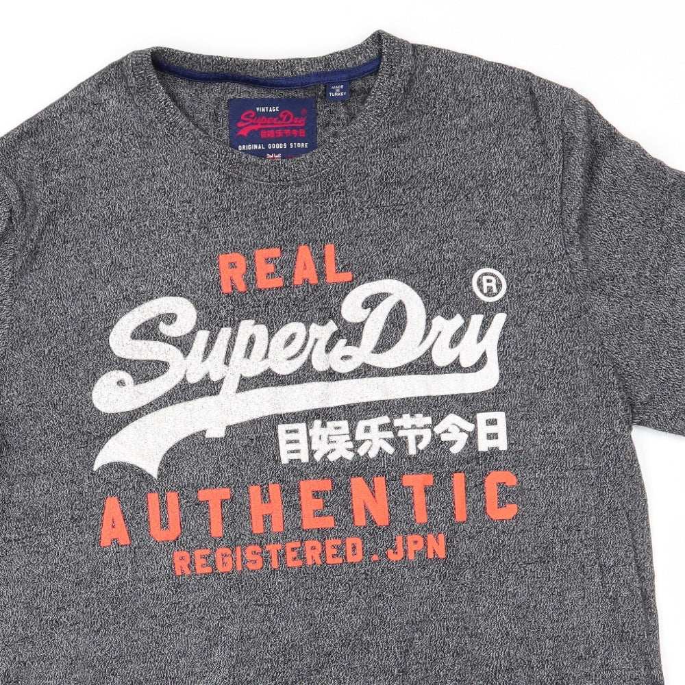 Vintage Superdry Mens Black  Cotton  T-Shirt Size XL Round Neck  - Real SuperDry graphic