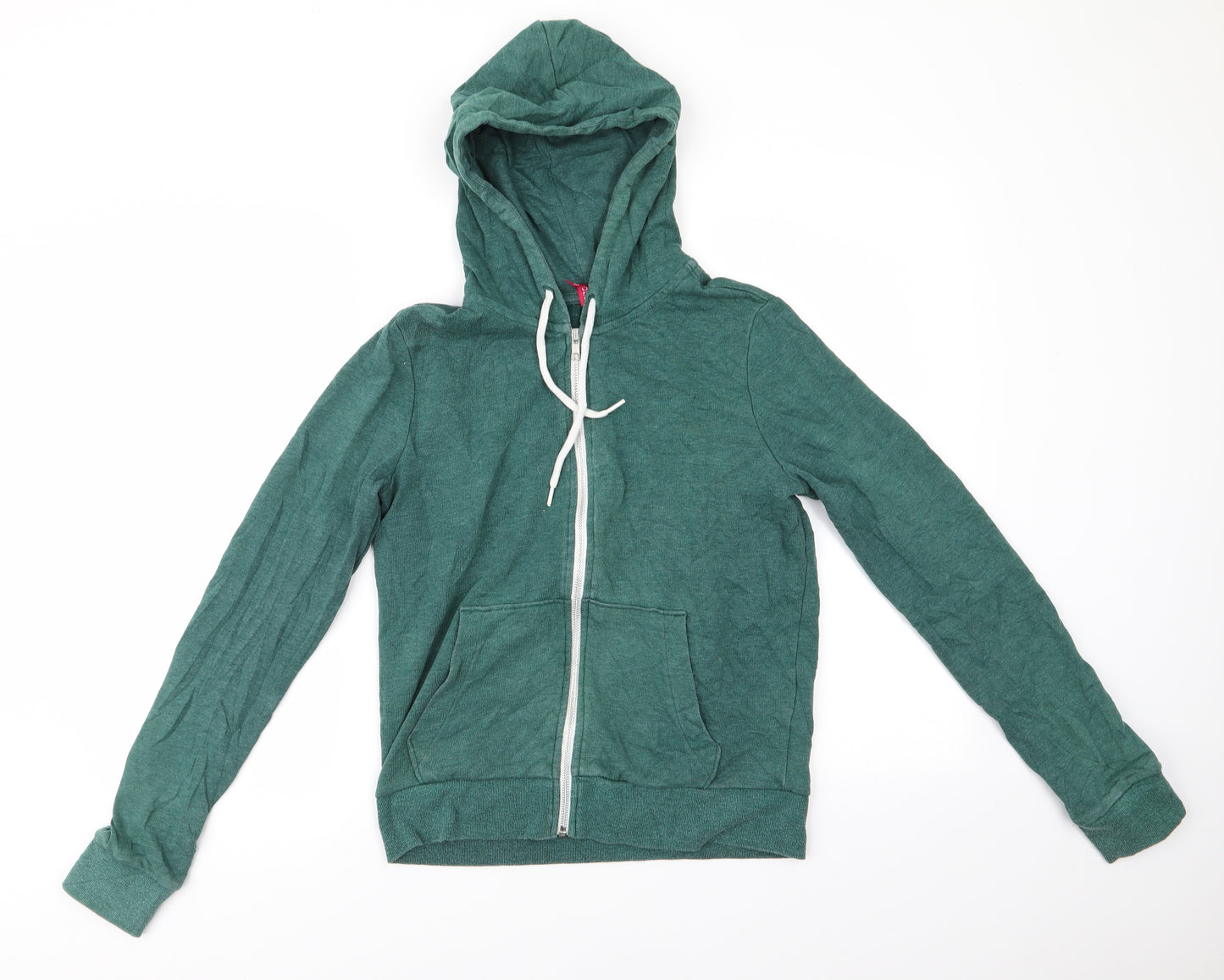 Divided Womens Green  Cotton Full Zip Hoodie Size 10