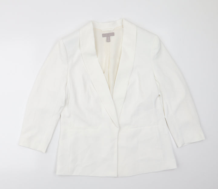 H&M Womens Ivory Jacket Size 14 - Mock Pockets