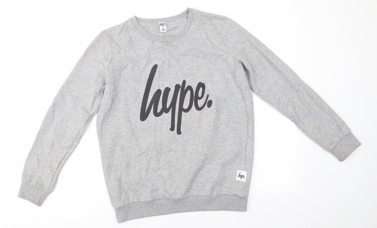 Hype Kids Girls Grey  Cotton Pullover Sweatshirt Size 13 Years   - Hype