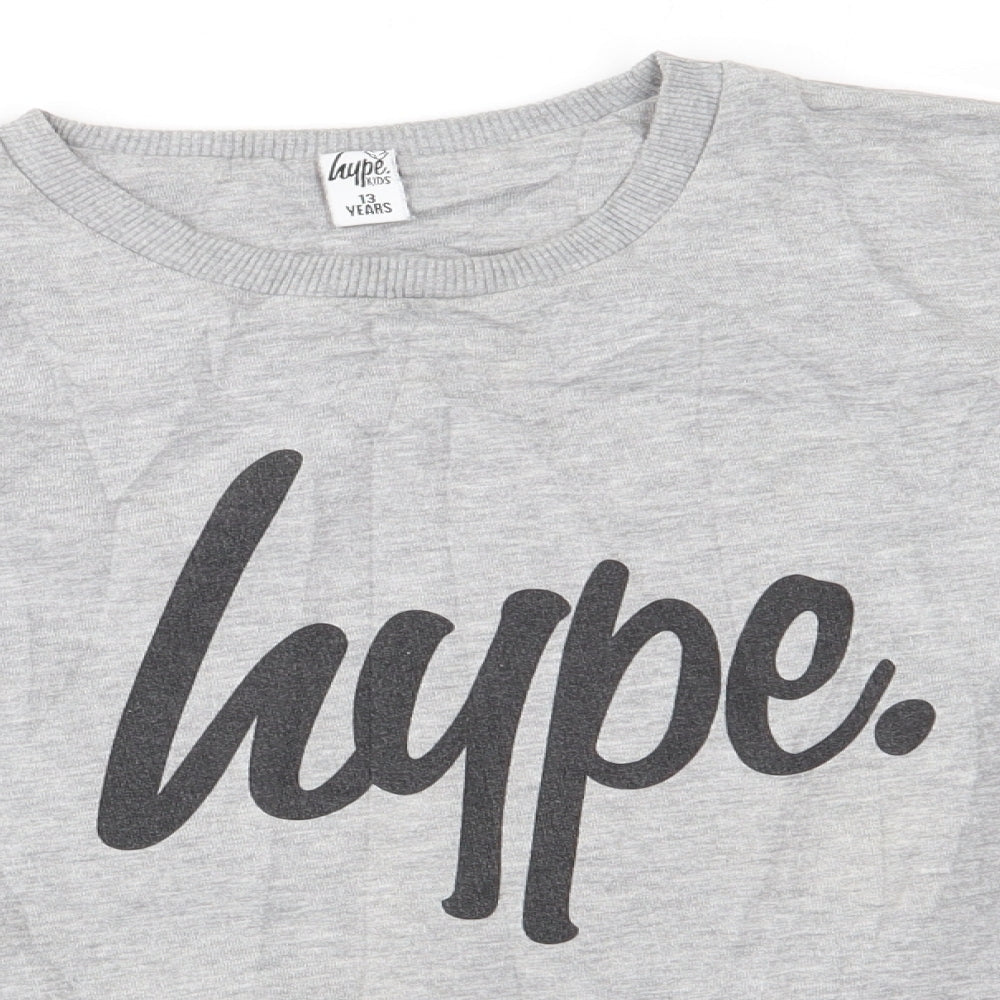 Hype Kids Girls Grey  Cotton Pullover Sweatshirt Size 13 Years   - Hype