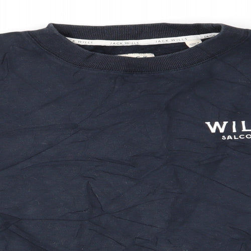 Jack Wills Womens Blue  Cotton Pullover Sweatshirt Size 8   - Wills Salcombe