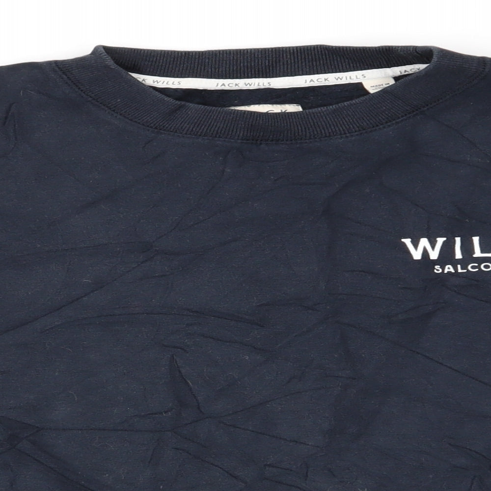 Jack Wills Womens Blue  Cotton Pullover Sweatshirt Size 8   - Wills Salcombe