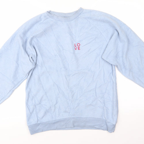 Topshop Womens Blue  Polyester Pullover Sweatshirt Size 6   - Love Pale Blue