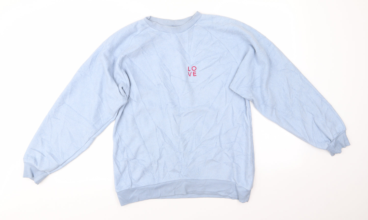 Topshop Womens Blue  Polyester Pullover Sweatshirt Size 6   - Love Pale Blue