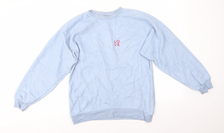 Topshop Womens Blue  Polyester Pullover Sweatshirt Size 6   - Love Pale Blue