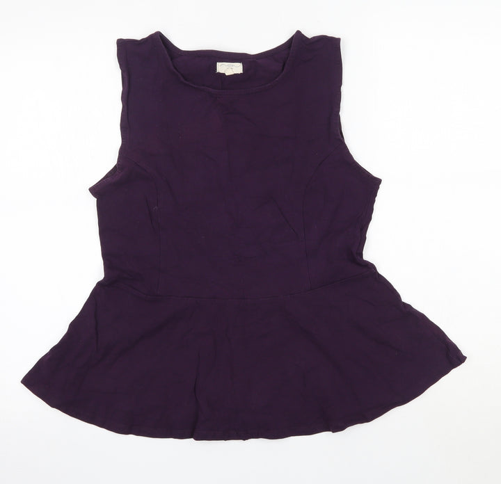 New Look Womens Purple  Cotton Basic Blouse Size 16 Round Neck
