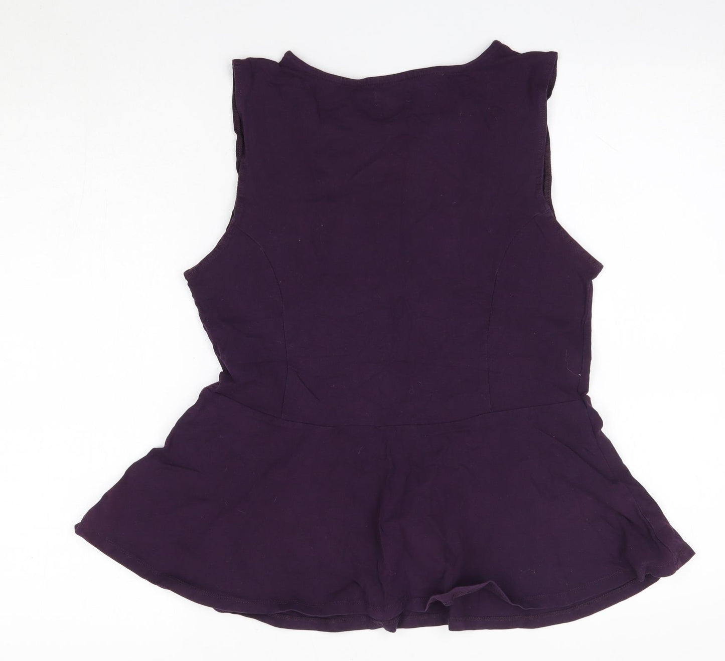 New Look Womens Purple  Cotton Basic Blouse Size 16 Round Neck