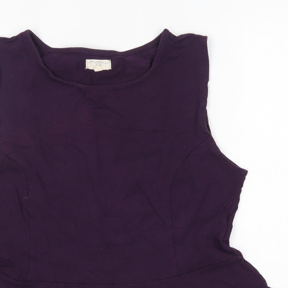 New Look Womens Purple  Cotton Basic Blouse Size 16 Round Neck