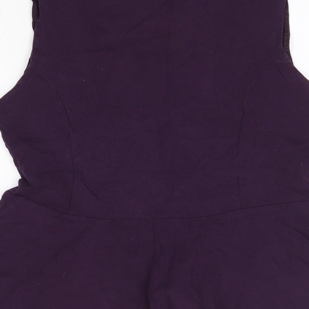 New Look Womens Purple  Cotton Basic Blouse Size 16 Round Neck