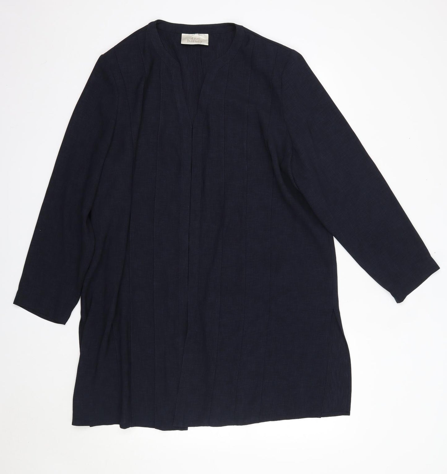 Ann Harvey Womens Blue V-Neck  Polyester Cardigan Jumper Size 18