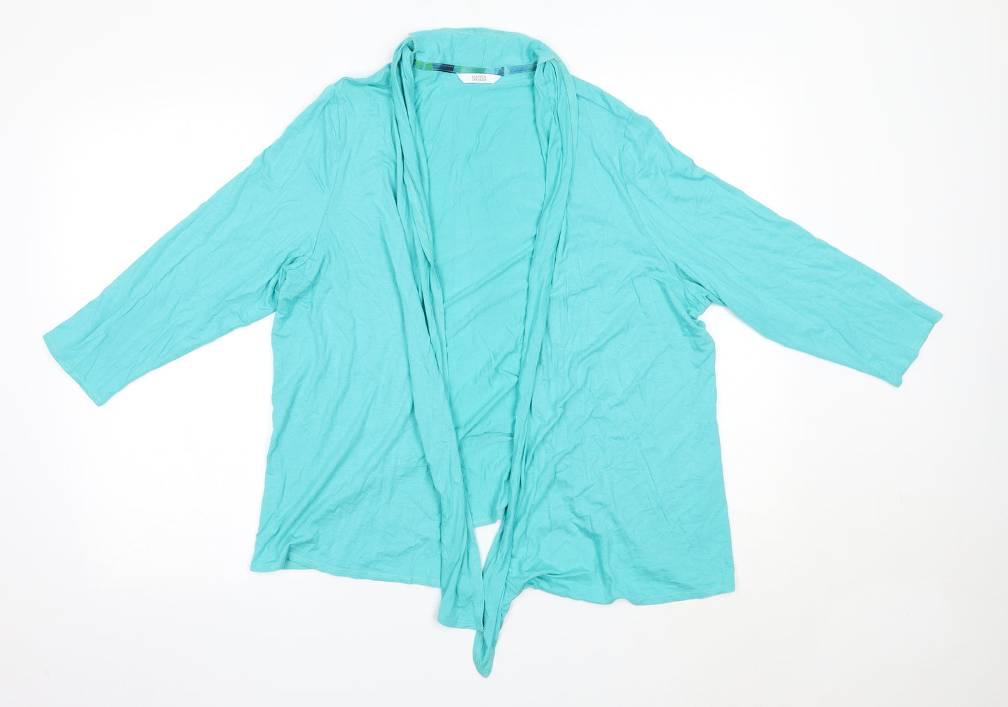 M&S Womens Green V-Neck  Polyester Cardigan Jumper Size 20
