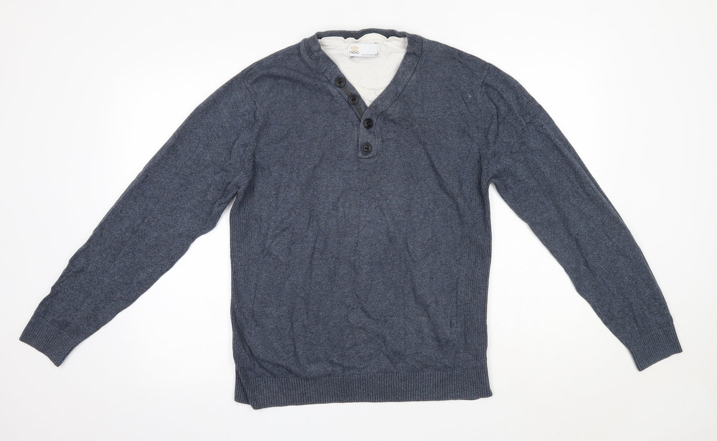 NEXT Mens Blue Round Neck  Cotton Pullover Jumper Size L