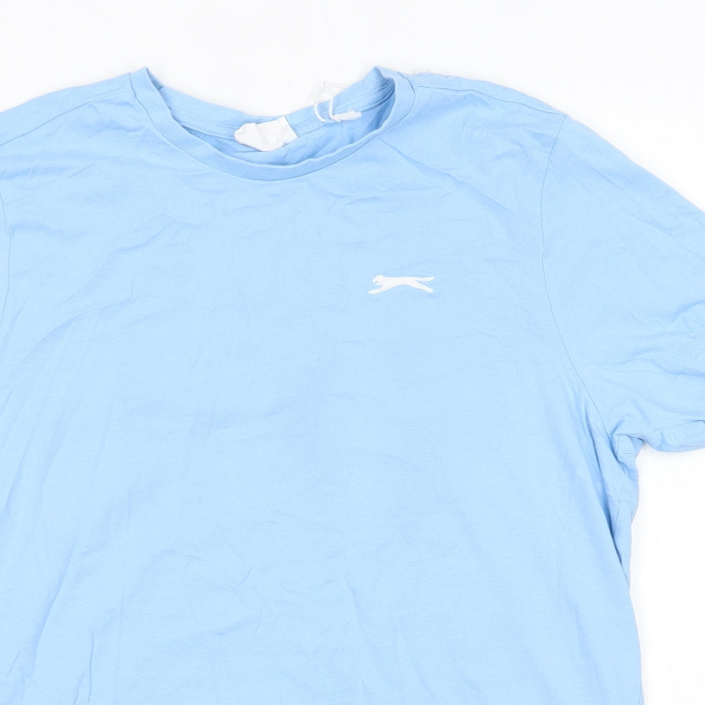 Slazenger Mens Blue  Cotton  T-Shirt Size M Round Neck