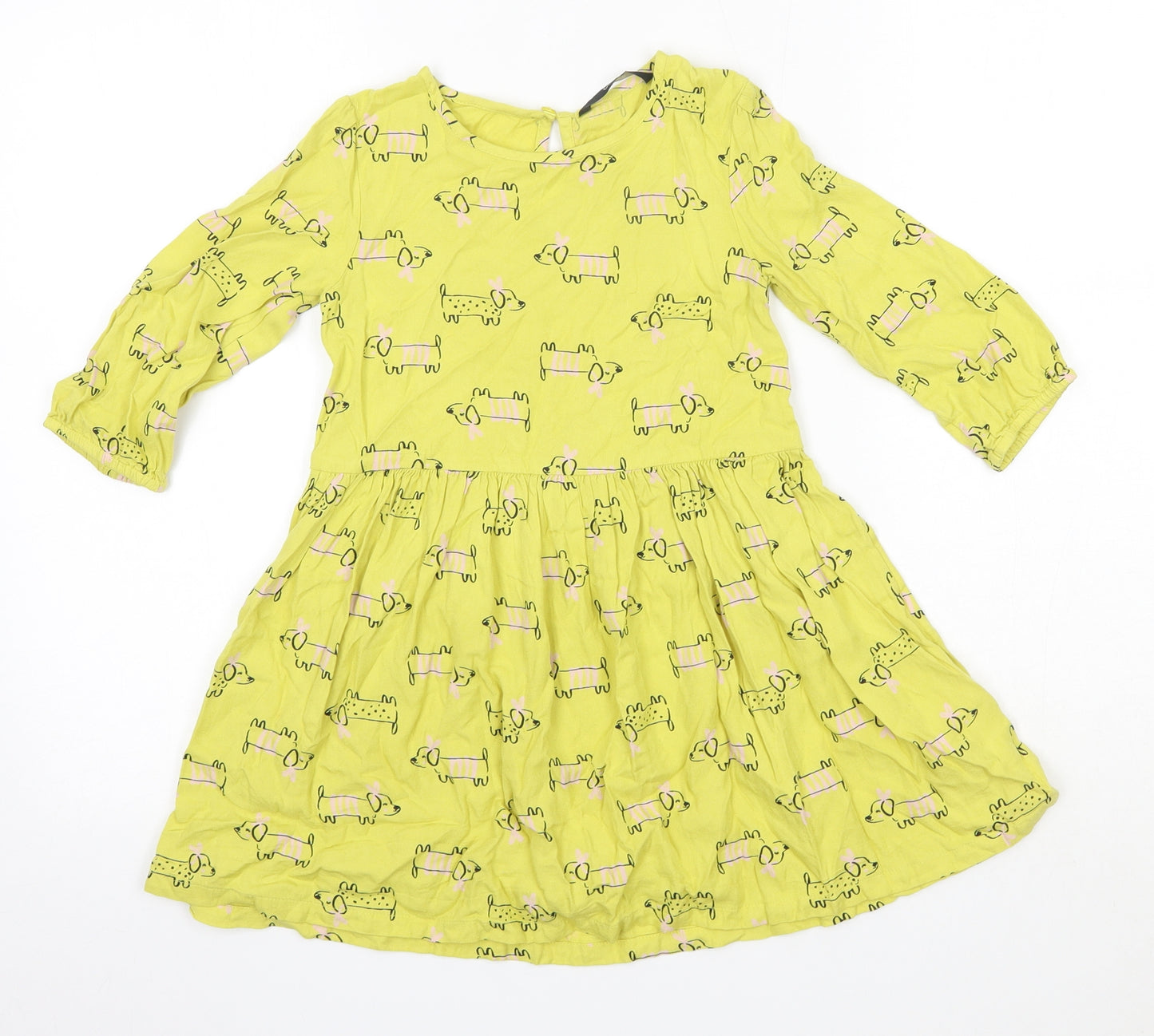 George Girls Yellow  Viscose A-Line  Size 5-6 Years  Round Neck