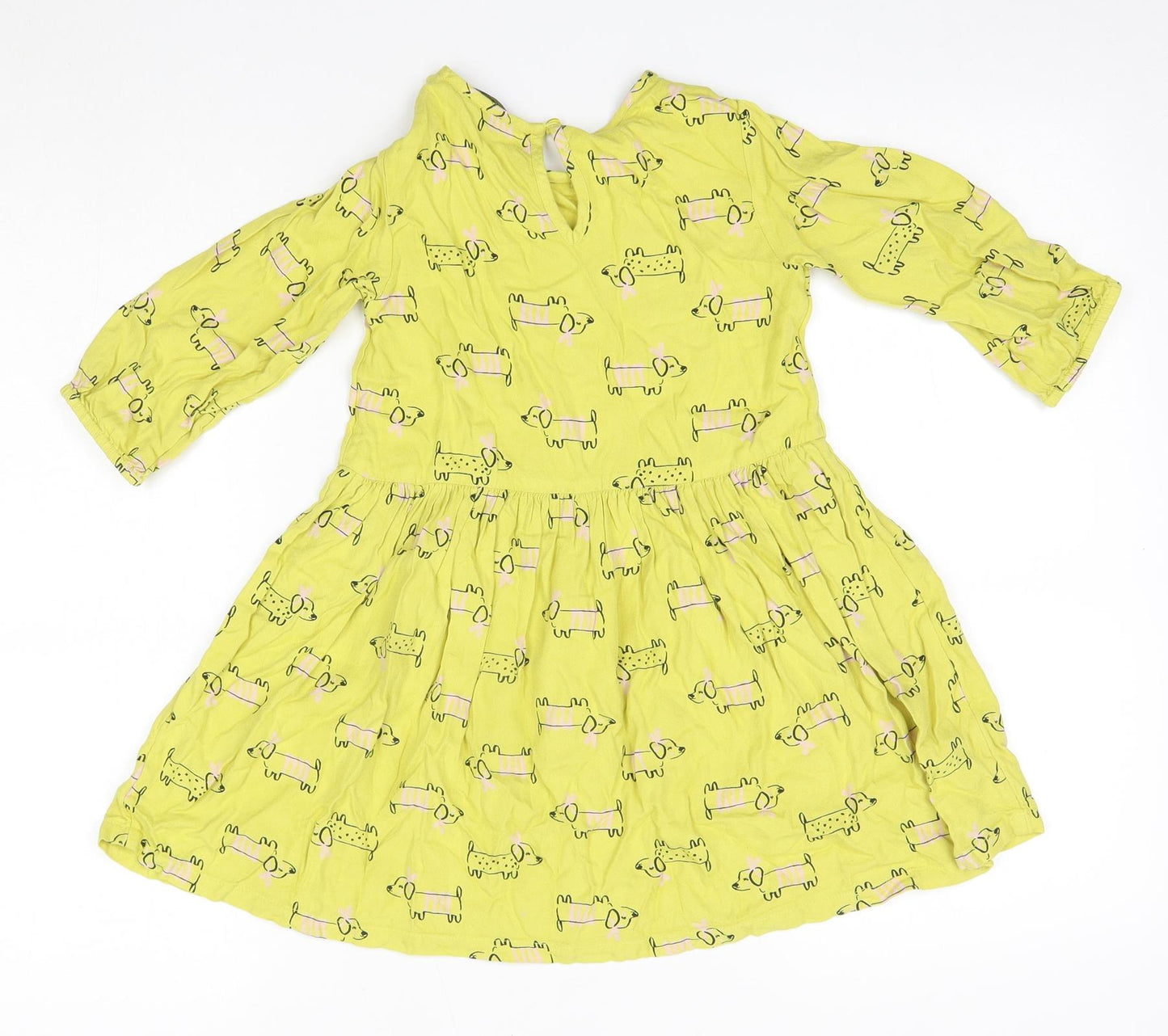 George Girls Yellow  Viscose A-Line  Size 5-6 Years  Round Neck