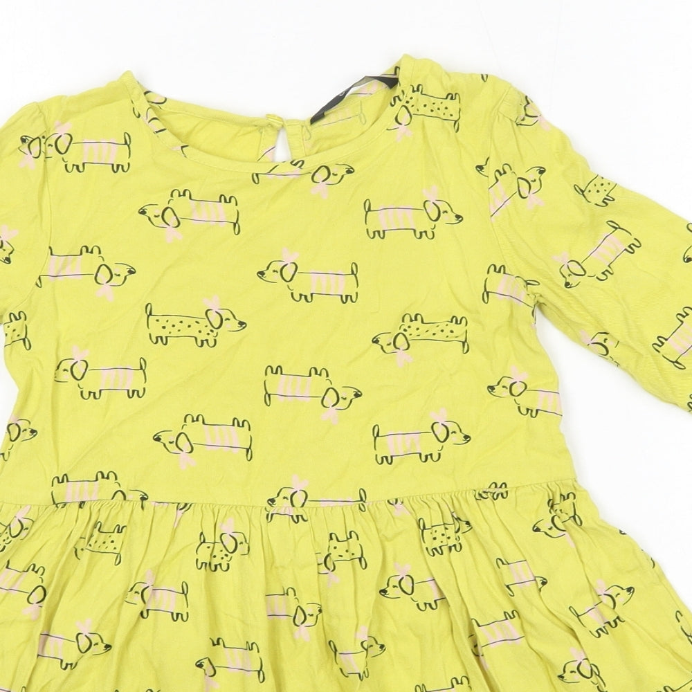 George Girls Yellow  Viscose A-Line  Size 5-6 Years  Round Neck
