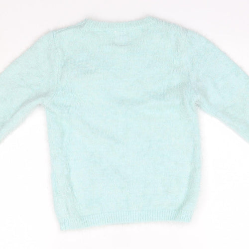 George Girls Green Round Neck  Nylon Pullover Jumper Size 5-6 Years