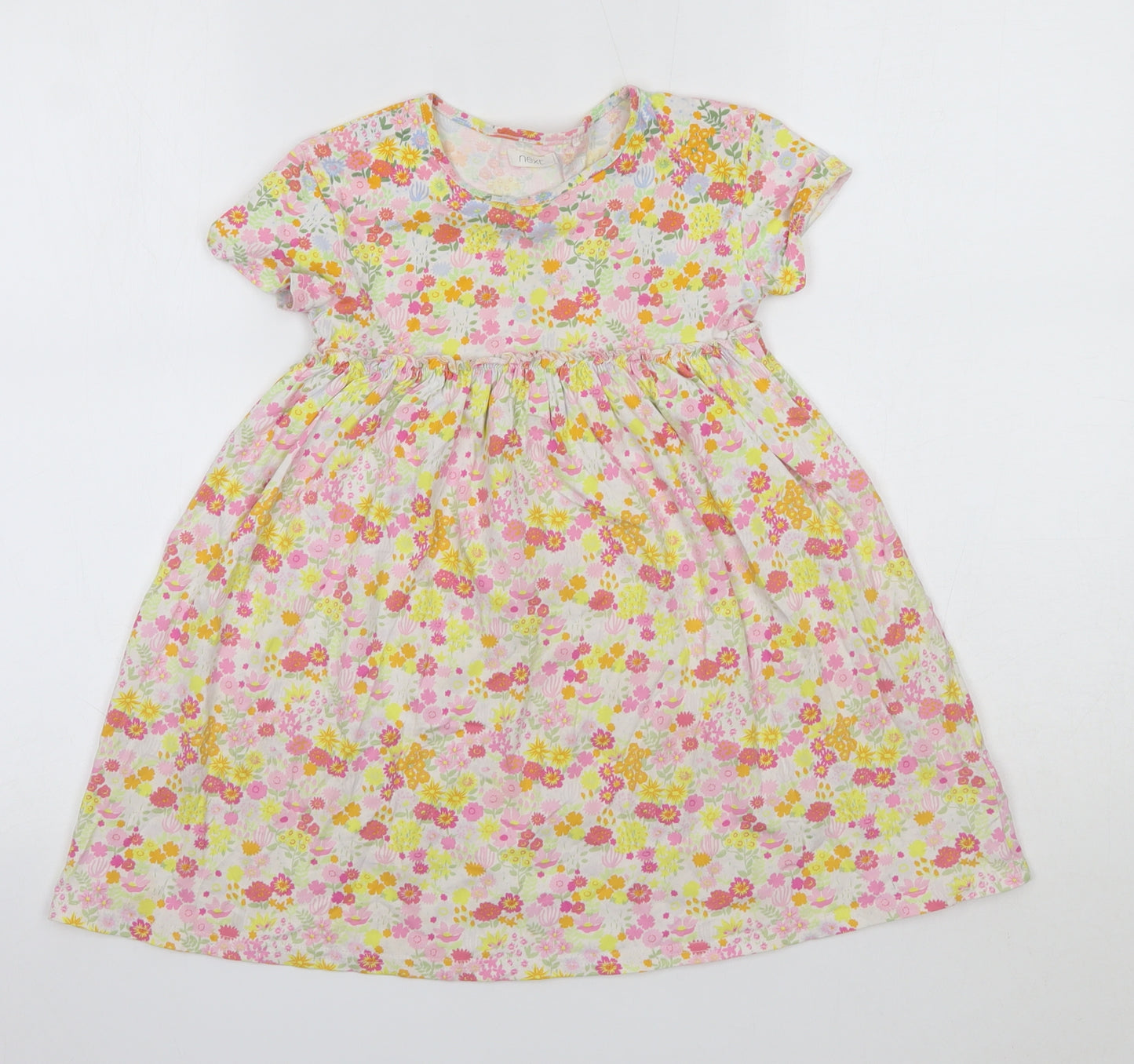 NEXT Girls Multicoloured Floral 100% Cotton A-Line  Size 5 Years  Round Neck