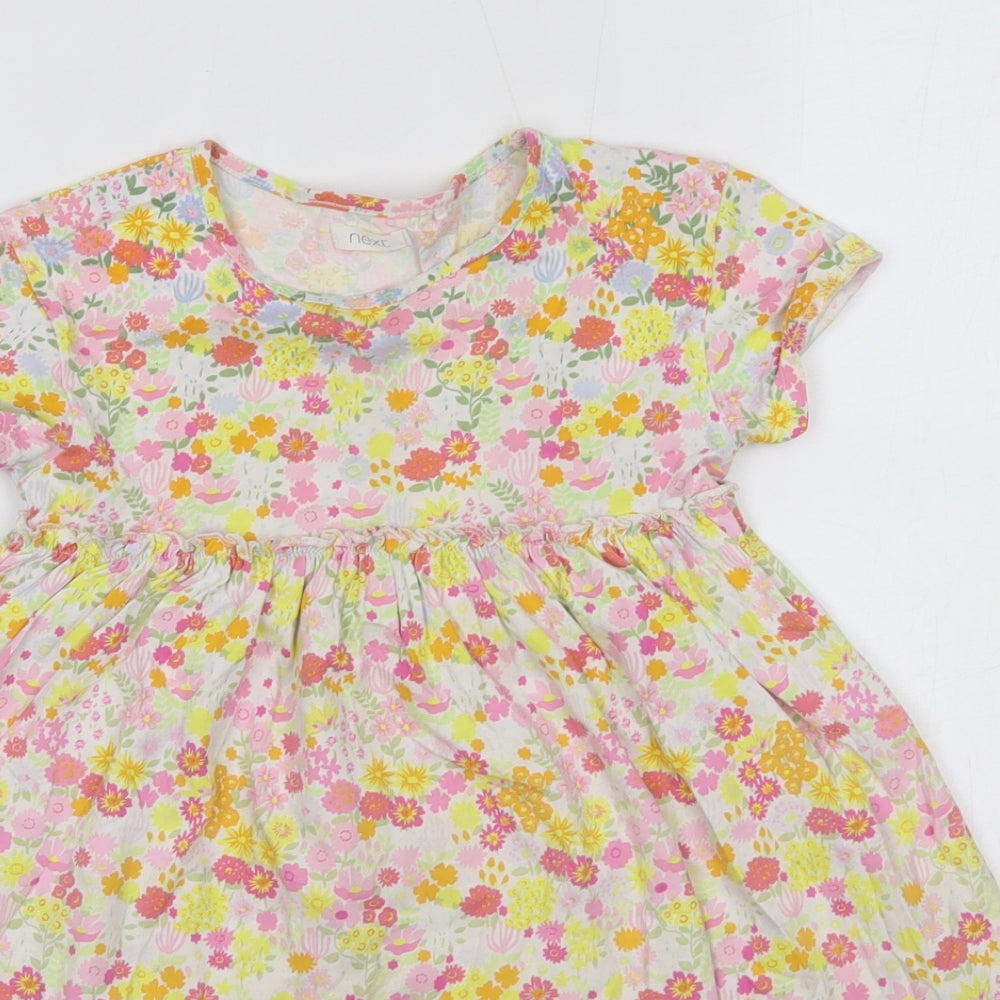 NEXT Girls Multicoloured Floral 100% Cotton A-Line  Size 5 Years  Round Neck