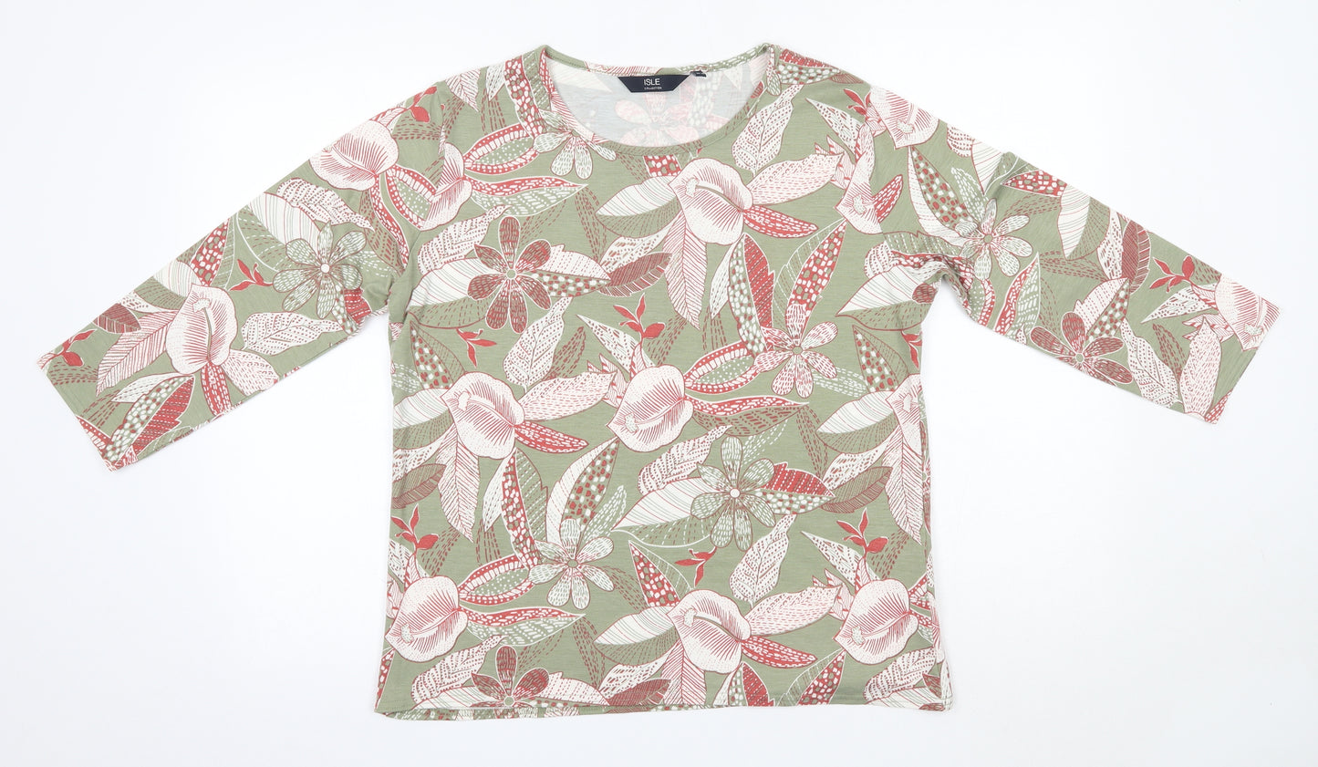 Isle Womens Multicoloured  100% Cotton Basic Blouse Size M Round Neck