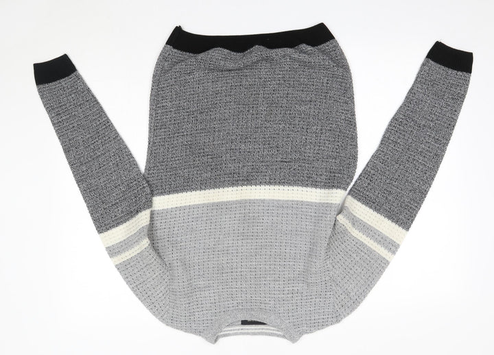 River Island Mens Grey Round Neck Acrylic Pullover Jumper Size S