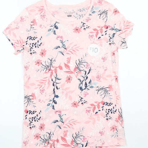 F&F Womens Pink Floral 100% Cotton Top Pyjama Top Size 6