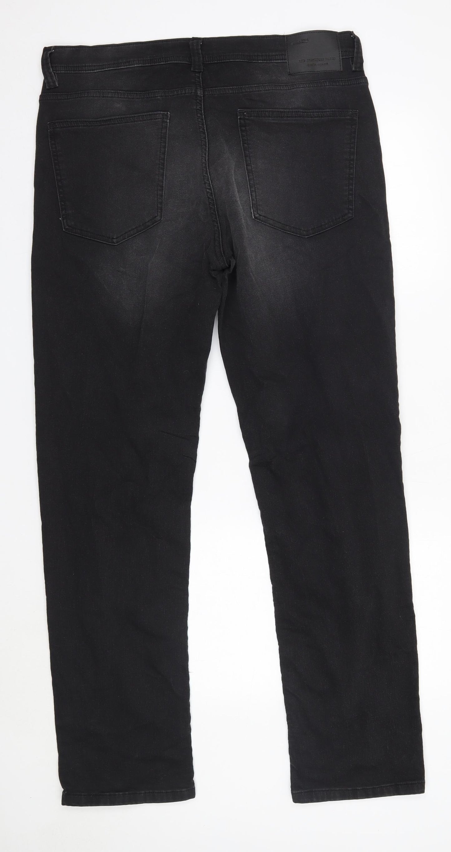 F&F Mens Grey  Cotton Straight Jeans Size 36 in L32 in Slim