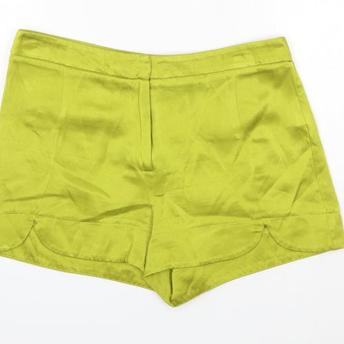 Topshop Womens Green  Viscose Boyfriend Shorts Size 10  Regular