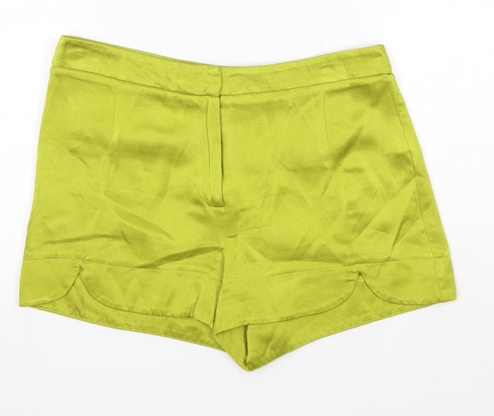 Topshop Womens Green  Viscose Boyfriend Shorts Size 10  Regular